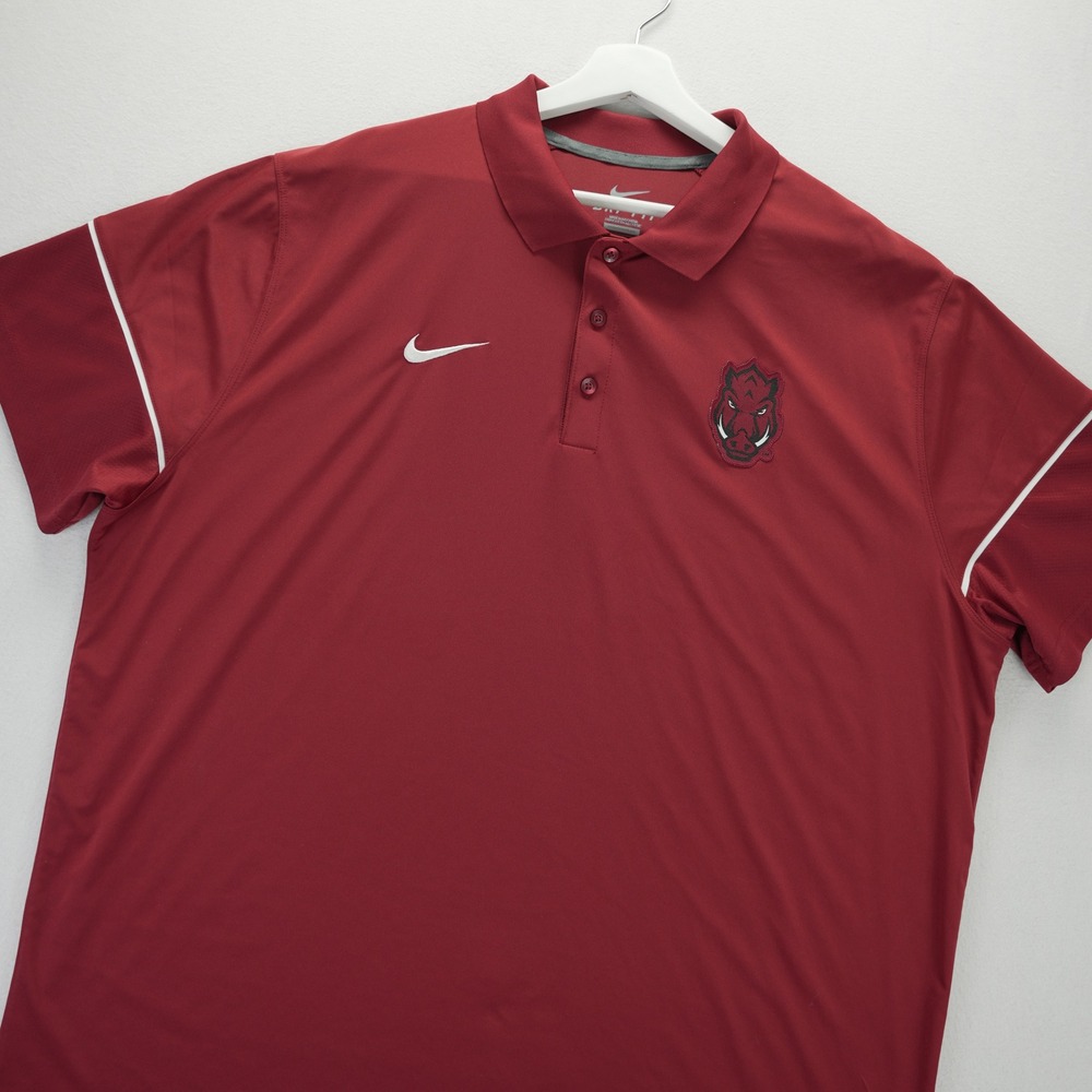Nike Arkansas Razorbacks Dri-FIT Polo Shirt Mens XXL Red Short Sleeve 32856X-AK1